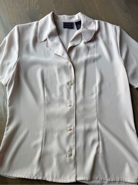 Laura Scott Women's Short-Sleeve Button Front Blouse - Light Cream